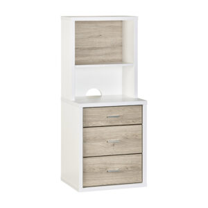 HERO 3 Drawer Bedside Hutch Tall  - Oak