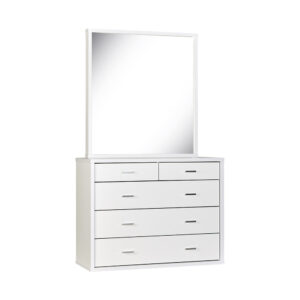 HERO 5 Drawer Dresser with Mirror - White